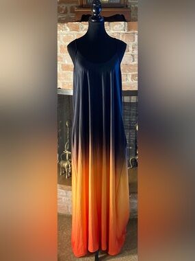 Women's Ombre Brown to Orange Maxi Dress